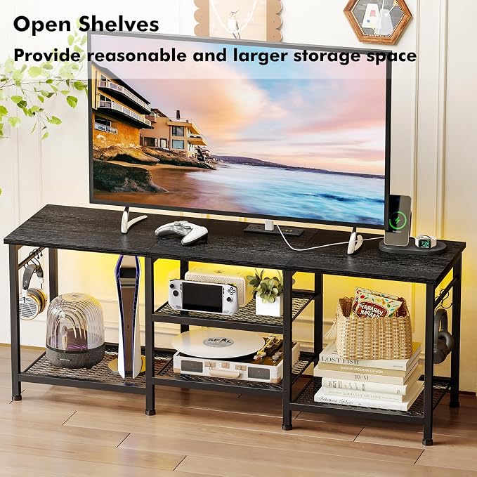 YGEOMER Black Entertainment Stand - Image 2