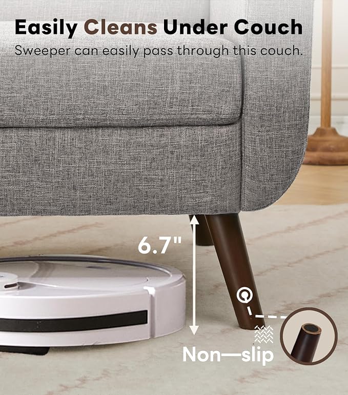 Tbfit 77.2" W Linen Sofa Couch, Mid Century Modern Decor Loveseat Couches - Image 7