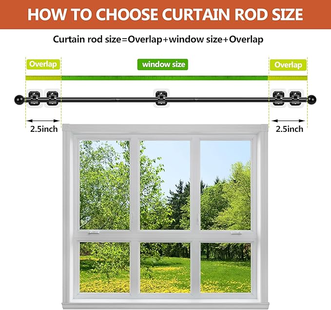 Curtain Rods No Drilling for Windows Set 66 to 120-128 Inch, 5/8 Inch Diameter - Image 6