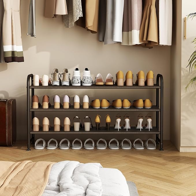 INGIORDAR Shoe Rack 3 Tier Long Storage Organizer Wide Metal Shoe Shelf - Image 2