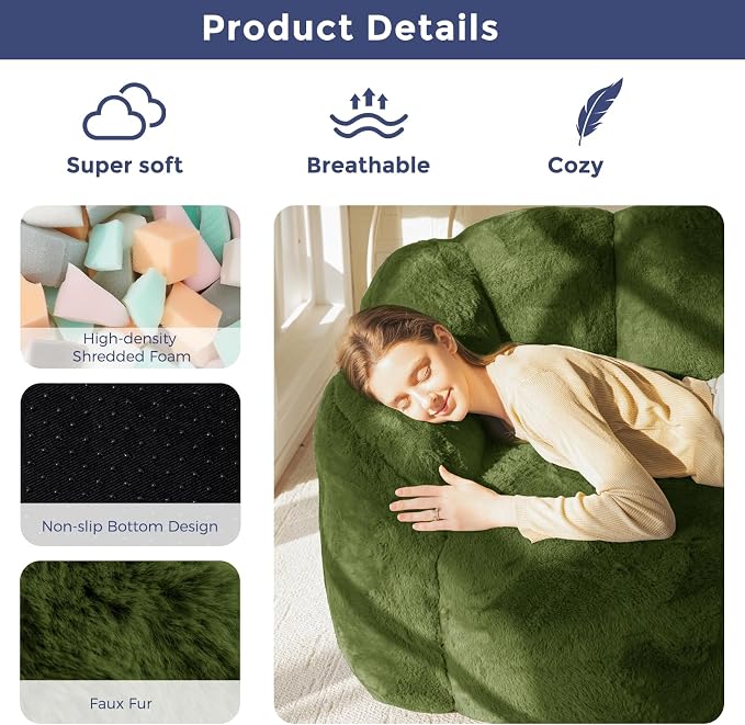 MAXYOYO Bean Bag Chair for Adults, Loveseat Floral Shaped Bean Bag Sofa - Image 7