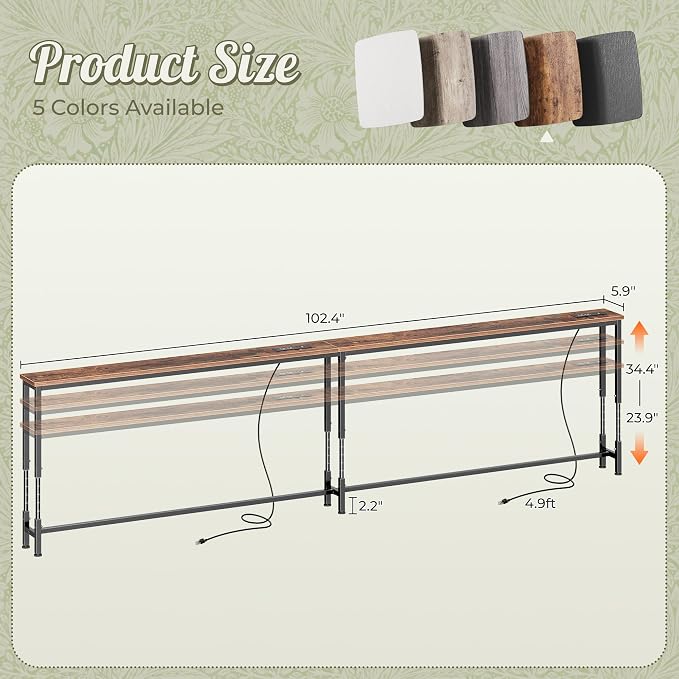 Huuger 102.4 Inch Sofa Table - Image 3