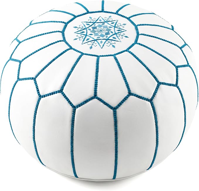 Marrakesh Gallery Genuine Leather Round Pouf Unstuffed by MarrakeshGallery