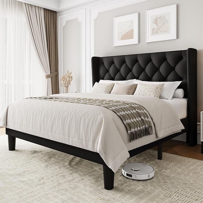 Einhomn Black Queen Size Platform Bed Frame by Einhomn