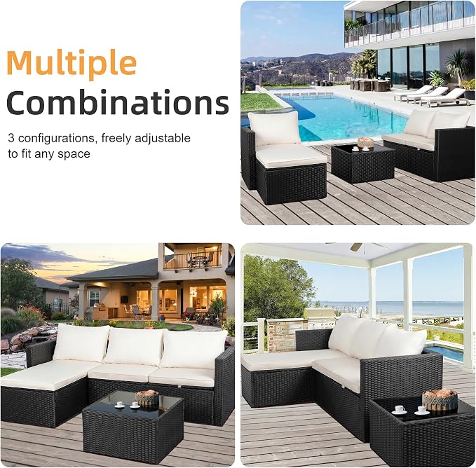 Shintenchi 4 Pieces Patio Furniture Sets, Outdoor Sofa Patio Sectional Sets All - Image 7