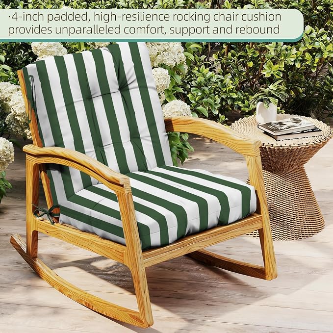 Outdoor Chair Cushions Set of 2, High Back Soft Seat Pad, Indoor Outside Use - Image 3