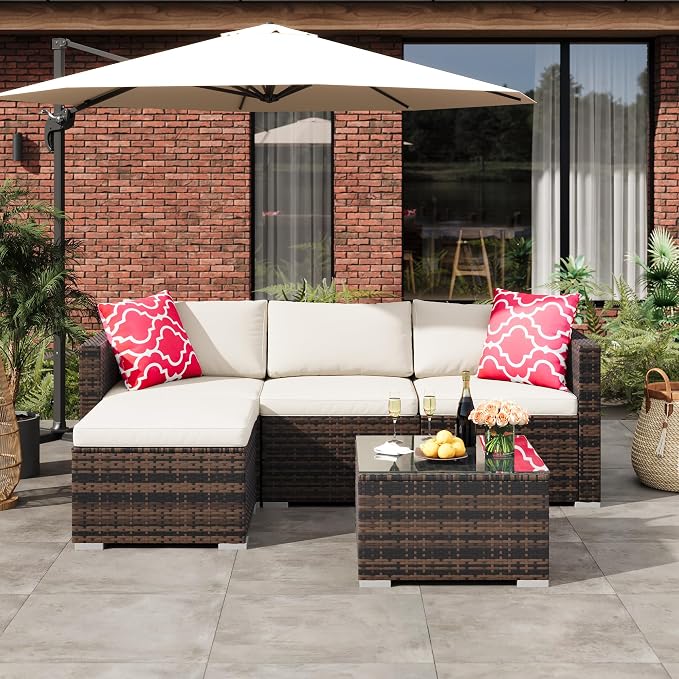 5-Piece Outdoor Sectional Sofa Set, All-Weather PE Rattan Patio Furniture - Image 3