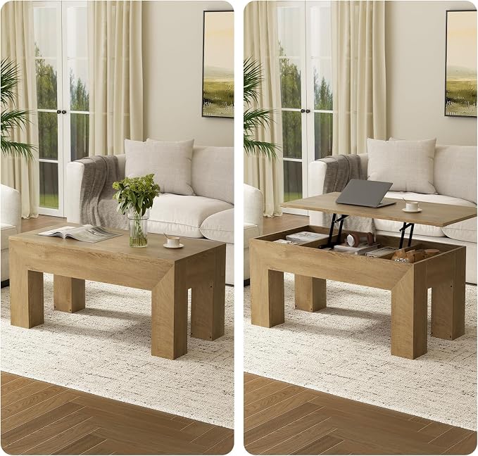 FABATO 41.7'' Lift Top Coffee Table, Wooden Rectangle Coffee Table - Image 5