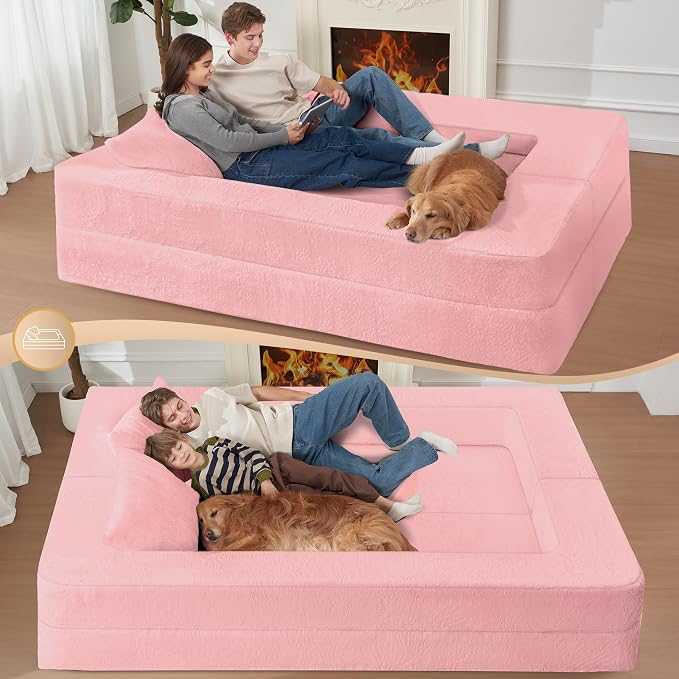Futon Sofa Bed with Pillow, 3-in-1 Sleeper Sofa Bed with Removable Cover - Image 7
