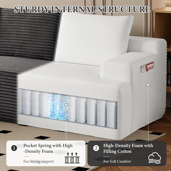 96" Sectional Couches for Living Room Cloud Couch Sofa - Image 4