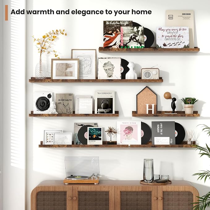 Fun Memories Picture Ledge Shelves Set of 2, 24 Inch Rustic Wall Mounted - Image 7