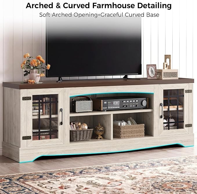 IRONCK Farmhouse TV Stand for 75 Inch TV, Rustic Entertainment Center - Image 8