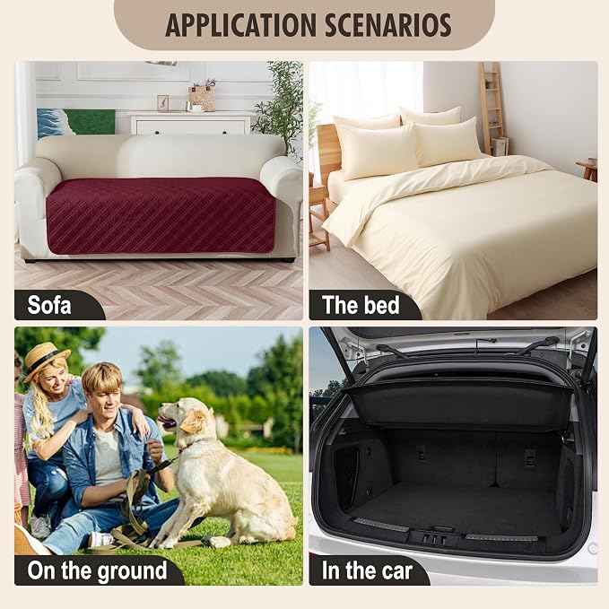 Genina Waterproof Couch Cover, Washable Anti-Slip 78inch Sofa Covers - Image 6