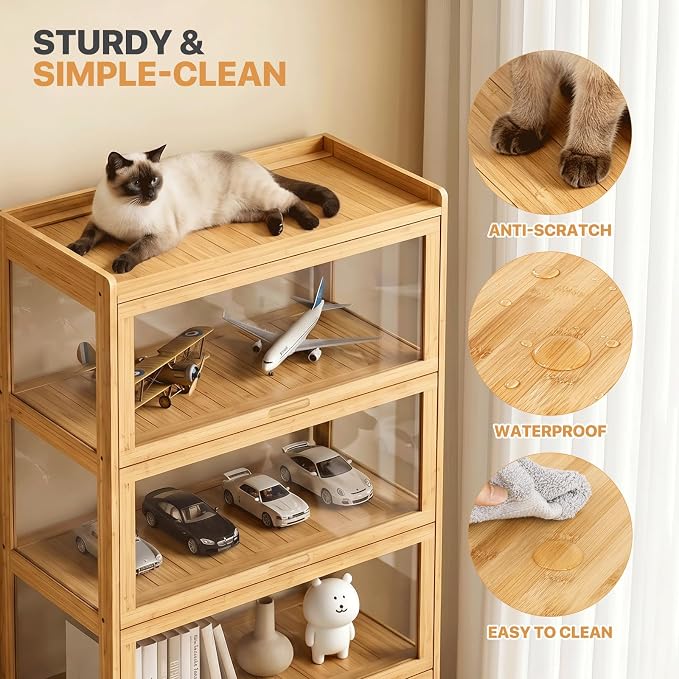 Magshion Display Cabinet with Acrylic Doors, 5-Tier Curio Cabinet - Image 6