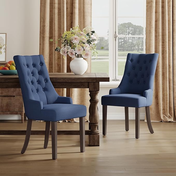 COLAMY Fabric Side Dining Chairs Set of 6, Wingback Upholstered Dining Room - Image 8