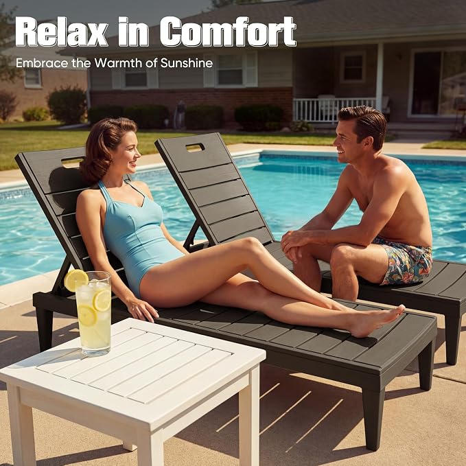 Devoko Outdoor Chaise Lounge Chair Set of 2 - Image 8
