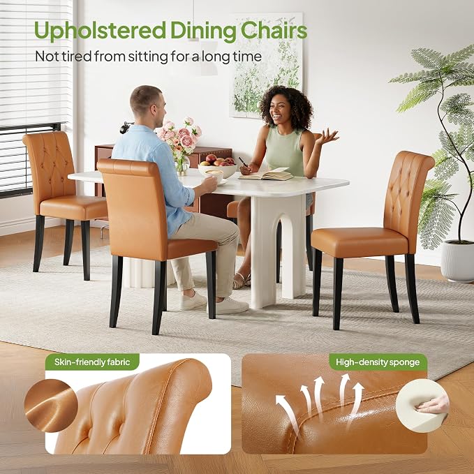 Welzona Upholstered Dining Chairs Set of 4, Button Tufted Parsons Dining Chair - Image 5