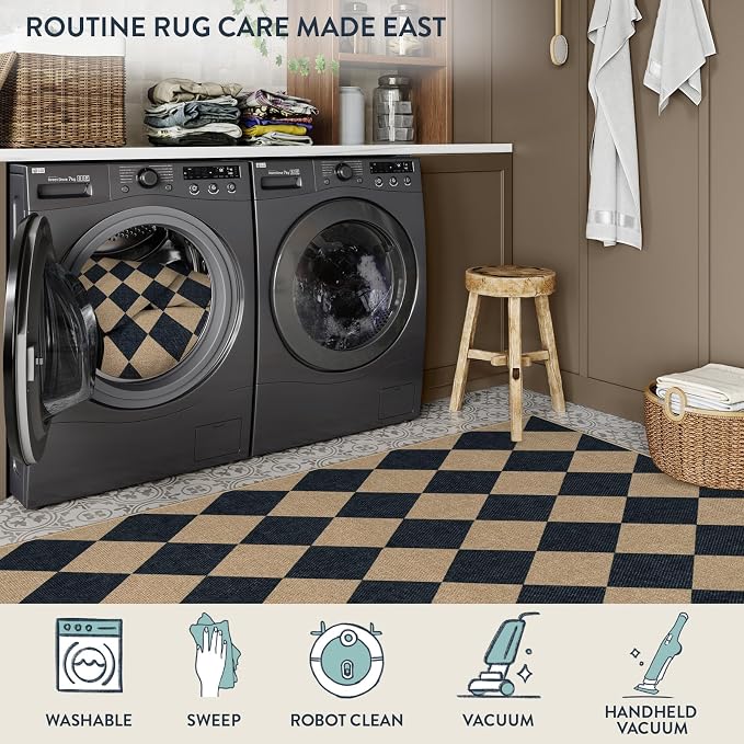 Lahome Colette Checkered Easy Jute Outdoor Rug, Large 6x9 Rug - Image 5