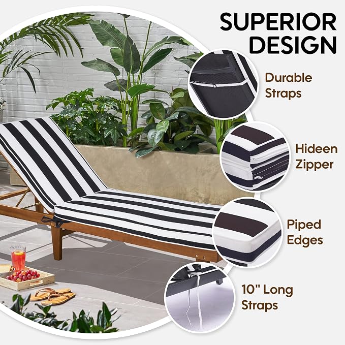 Only choice Chaise Lounge Cushions Outdoor, Fade & Water Resistant Patio Lounge - Image 3