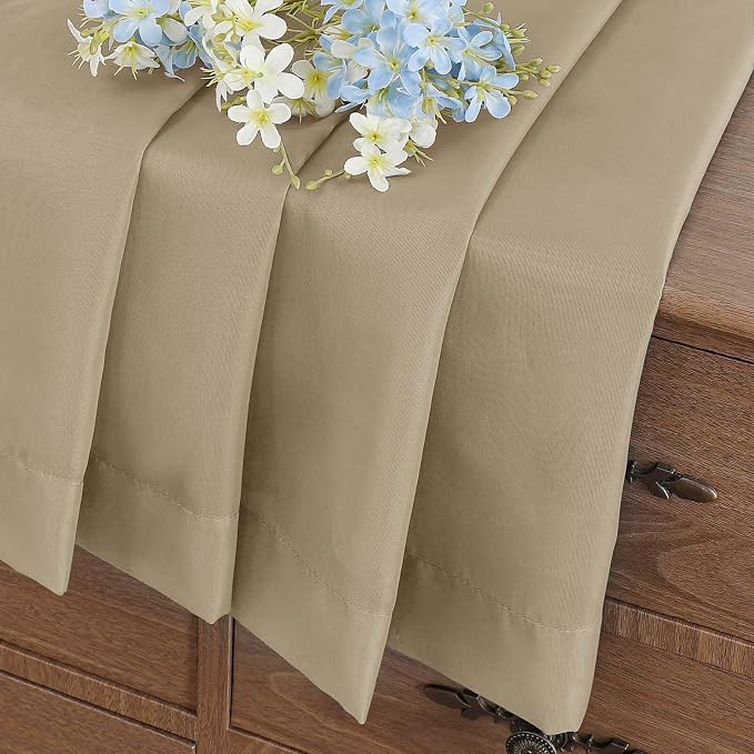 Taupe Valances for Windows 14 inch Length 2 Panels Set, Small Voile Sheer - Image 6