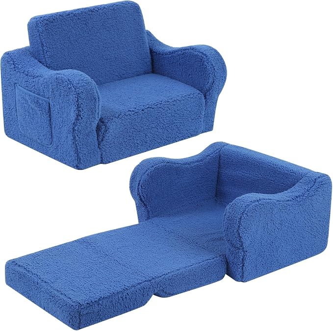 MOMCAYWEX Kids Sofa, 2-in-1 Flip-Out Foam Couch by MOMCAYWEX