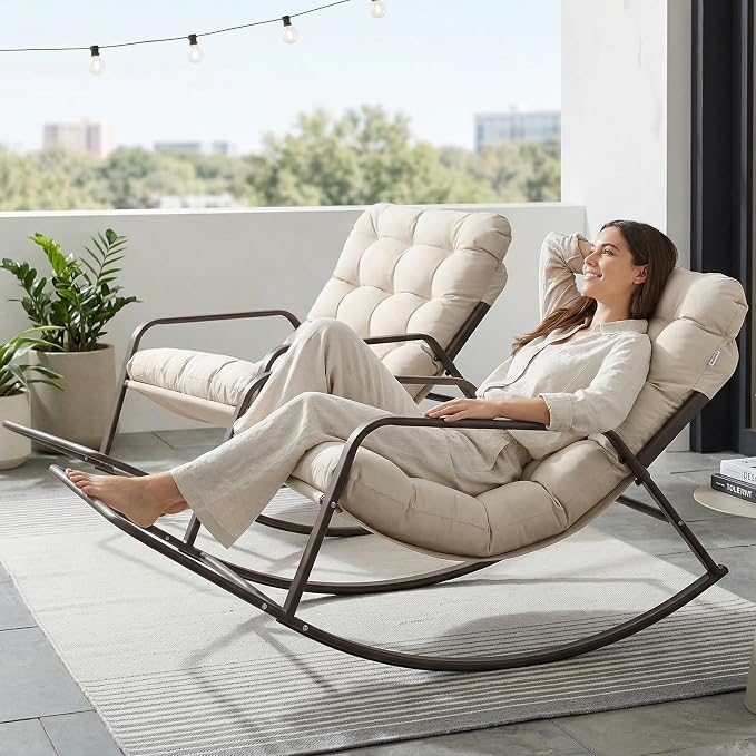 RADIATA 2pcs Rocking Lounge Chair, Indoor Outdoor Reclining Lounger - Image 3