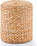 Wimarsbon Round Pouf Ottomans, Handwoven Natural Water Hyacinth Seagrass Pouffe by Wimarsbon