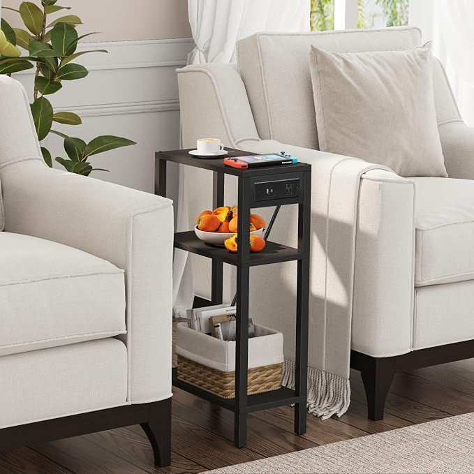 TUTOTAK Narrow Side Table with Charging Station, Small End Table with USB Ports - Image 2