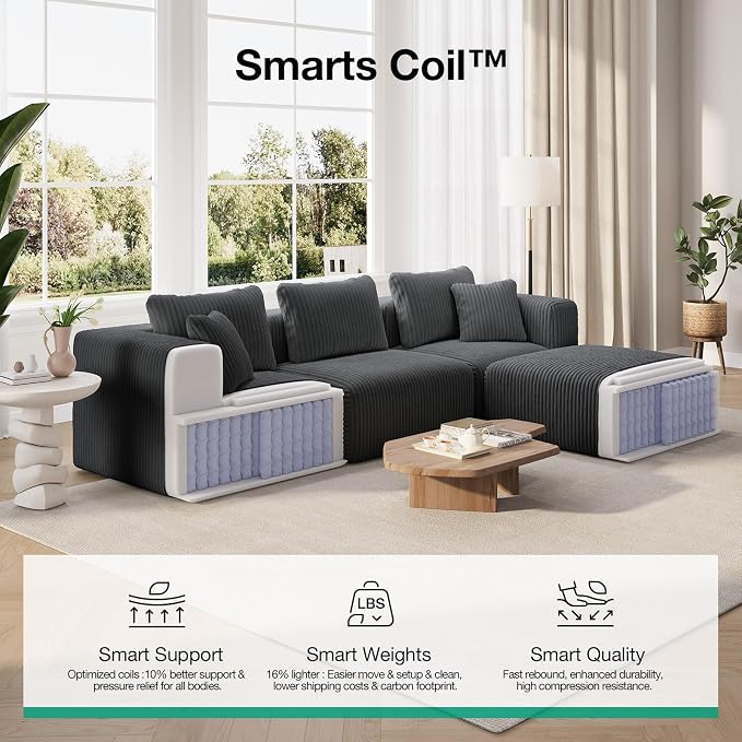 Novilla 141" Modular Sectional Sofa, Modern Cloud Sectional Couch - Image 3