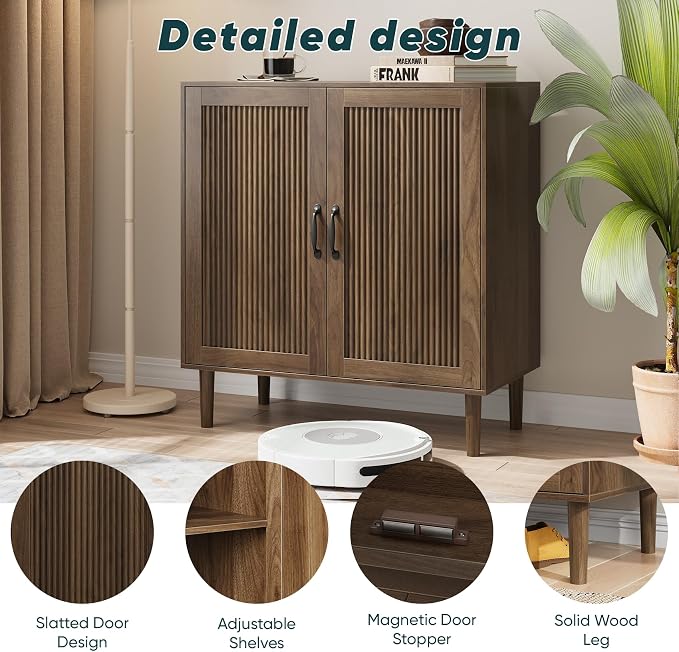 Kiasthome Buffet Cabinet with Wavy Fluted Doors, Sideboard Storage Cabinet with - Image 5
