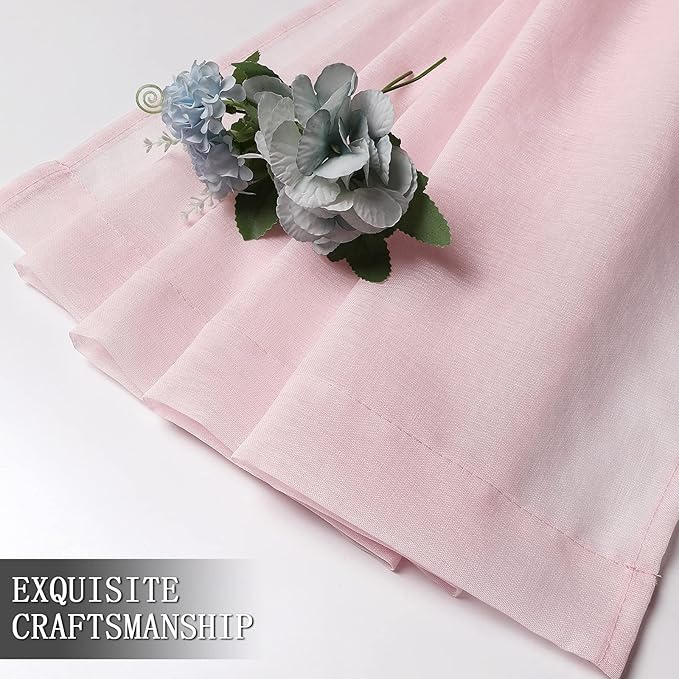 Tollpiz Sheer Curtains Linen Textured Living Room Curtain Sheers Light - Image 7