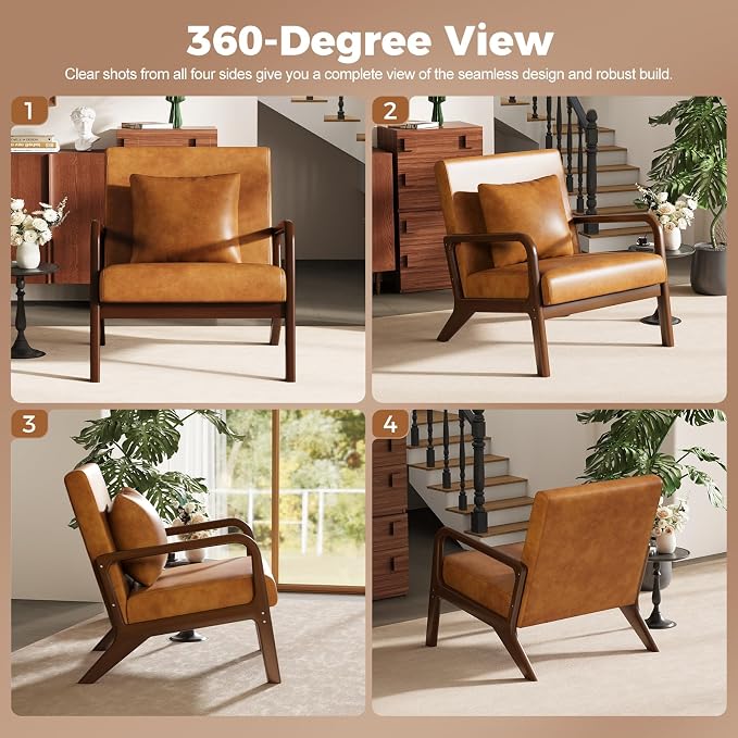 ELUCHANG Mid-Century Modern Chair, Upholstered Accent Chair Reading Arm Chair - Image 7