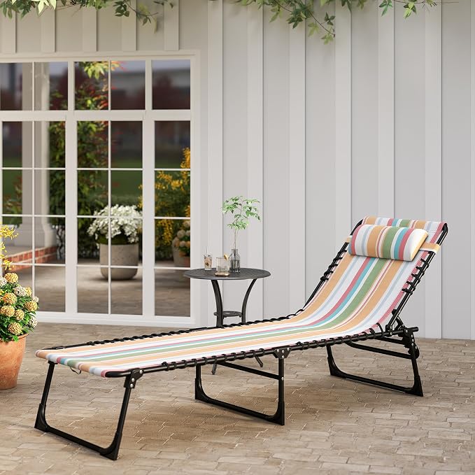 Outsunny Folding Chaise Lounge Chair, Patio Sun Tanning Chair, Outdoor Chaise - Image 10