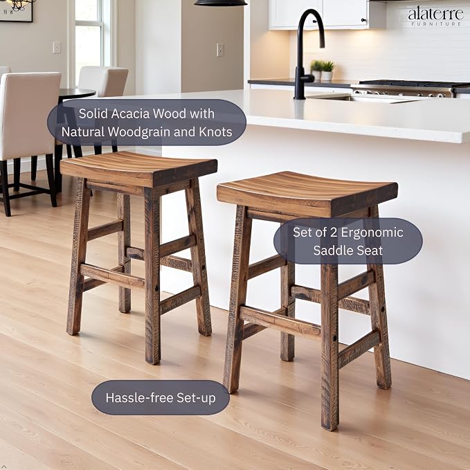 Alaterre Furniture Durango 26-Inch Industrial Wood Counter-Height Stools – Set - Image 4