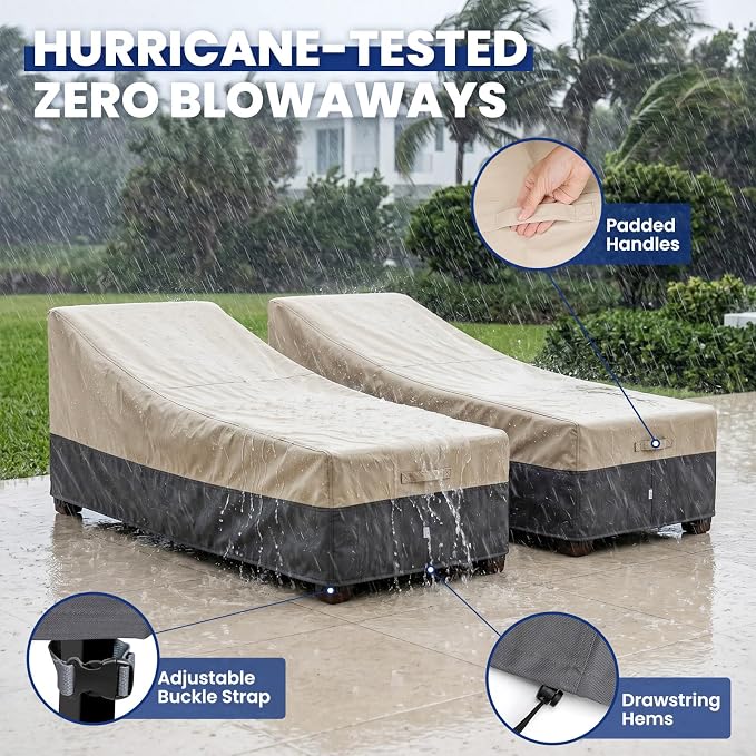 Extra Heavy Duty Patio Chaise Lounge Cover Waterproof 2 Pack - Image 5