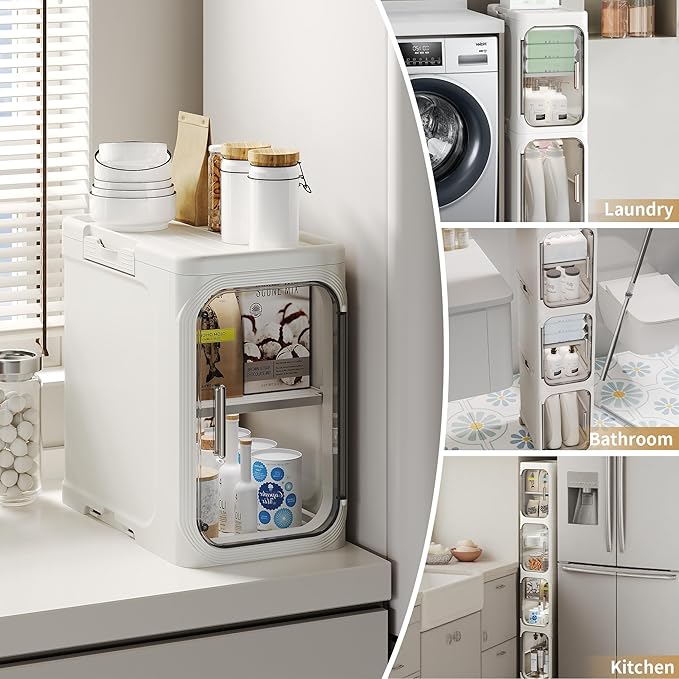 4-Tier Tall Narrow Storage Cabinet, Slim Bathroom Storage Cabinet - Image 3