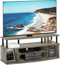 Furinno Jaya Large Entertainment Center Hold up to 55-in TV, French Oak/Black by Furinno-FitsYourSpaceFitsYourBudget