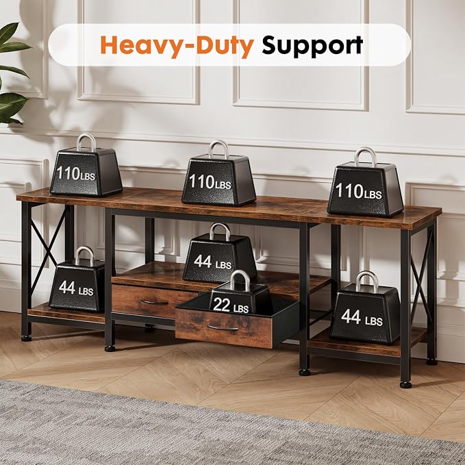 DUMOS 63” TV Stand with Power Outlets, Entertainment Center - Image 4