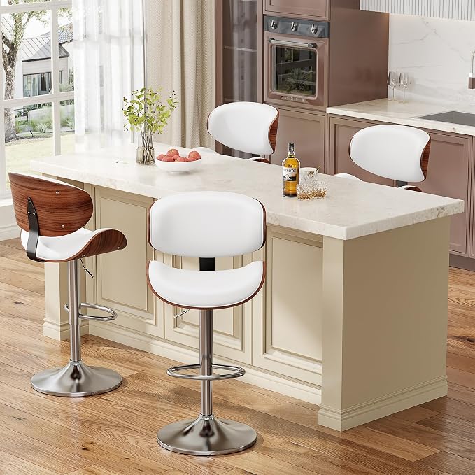 YaFiti Bar Stools Set of 3, Bentwood Adjustable Height Swivel Bar Stools - Image 7