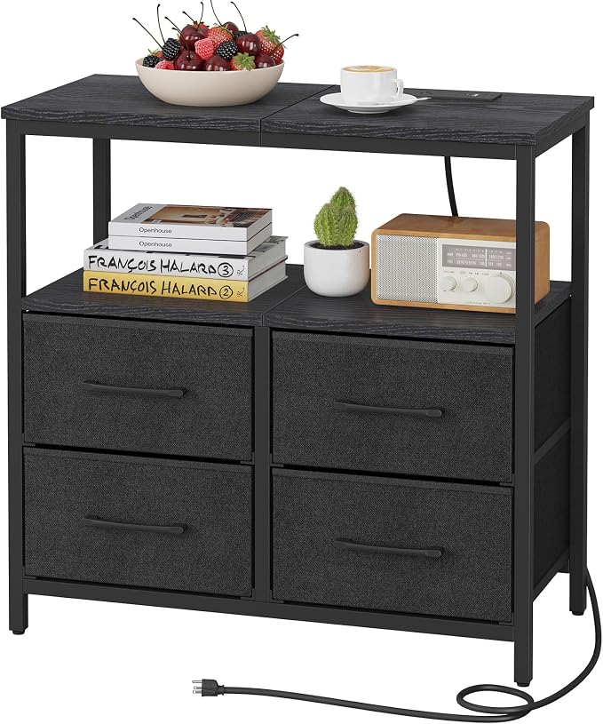 TUTOTAK Large Night Stand with Charging Station, Nightstand with USB and Type-C by ChoosetutotakFurnitureBuildYourCozyHome