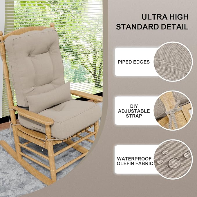 Rocking Chair Cushions with Pillow, Waterproof and Fade-Resistant Thicken - Image 6