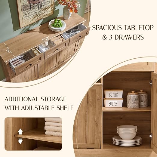 IFGET Triple Tilt Out Trash Can Cabinet, 20 Gallon Farmhouse Laundry Hamper - Image 3