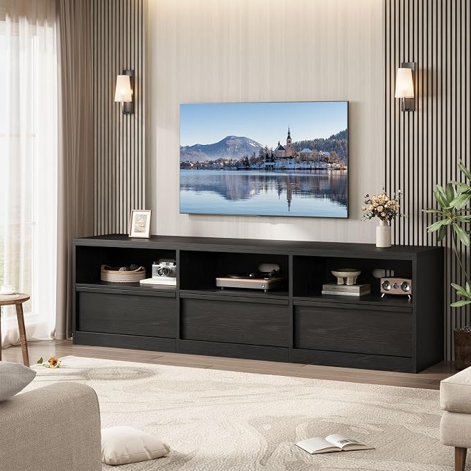 GarveeHome 70 in TV Stand for TVs up to 85 in, Mid Century Modern Entertainment - Image 2
