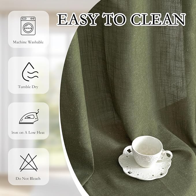 MYSKY HOME 96 Inches Semi Sheer Sliding Door Curtains Farmhouse Light Filtering - Image 7