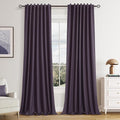 Plum 100% Blackout Linen Curtains 90 Inch Length 2 Panels Set by Guken
