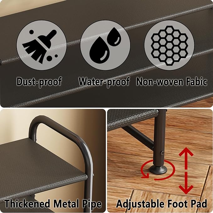 INGIORDAR Shoe Rack 3 Tier Long Storage Organizer Wide Metal Shoe Shelf - Image 6