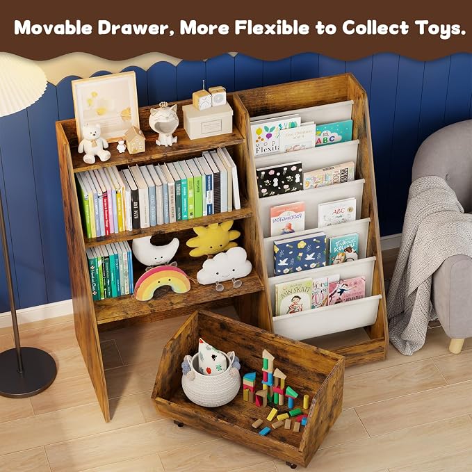 COZPAW Kids Bookshelf and Toy Storage, 4 Tier Toddler Bookshelf - Image 4
