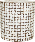 East at Main Boho Side Table Nightstand – White Coconut Shell End Table by EastatMain
