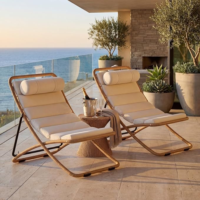 Outdoor Chaise Lounge Chair Set of 2, Patio Chaise Lounge Recliner, Poolside - Image 6