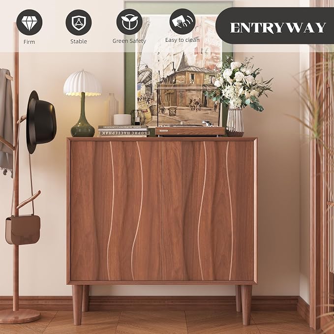 Easyego 63″ Mid Century Modern Sideboard Buffet Cabinet, Walnut Wood Accent - Image 5